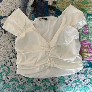 zara ruched crop top